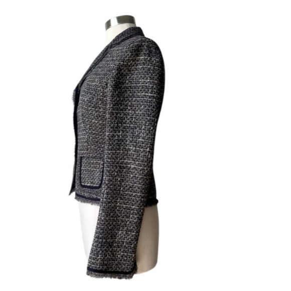Bergdorf Goodman Grey Brown Silk Lined Wool Tweed High-end Blazer Size S - Picture 10 of 16